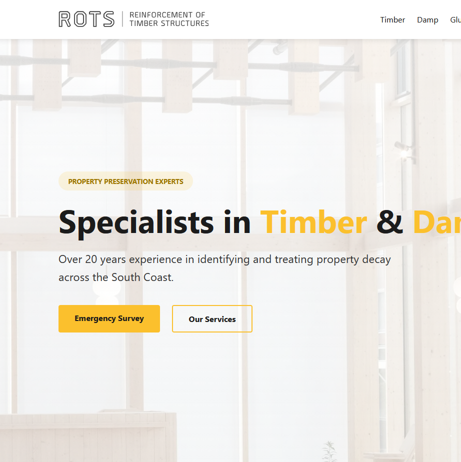 Screenshot of Rots-uk website - Timber Structure Repair Specialist project by AK Made